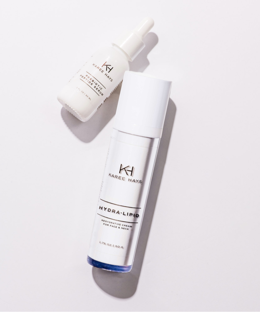 Karee Hays skincare products set including Hydra Lipid and Prebiotic Peptide Serum